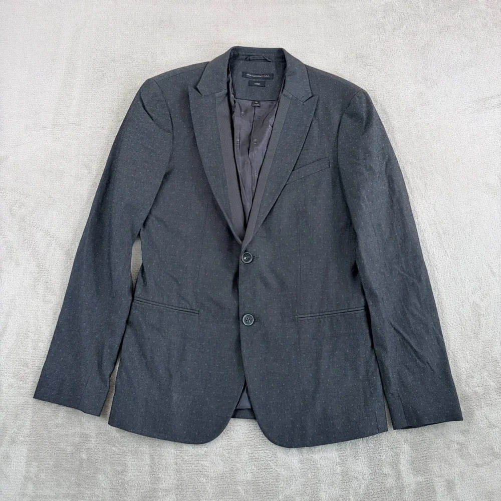John Varvatos Luxe Peak Lapels Sport Coat Blazer Jacket in Grey Geo Men 38R